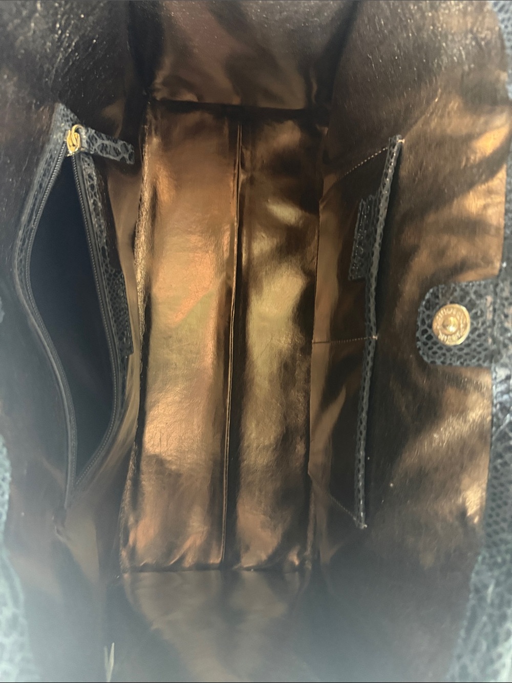Calvin Klein Brown Straw Tote with Black Trim and Handles - Picture 3 of 5
